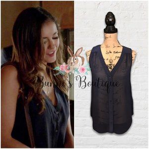 Elena Gilbert’s Joie Fawnene Silk Button Tank